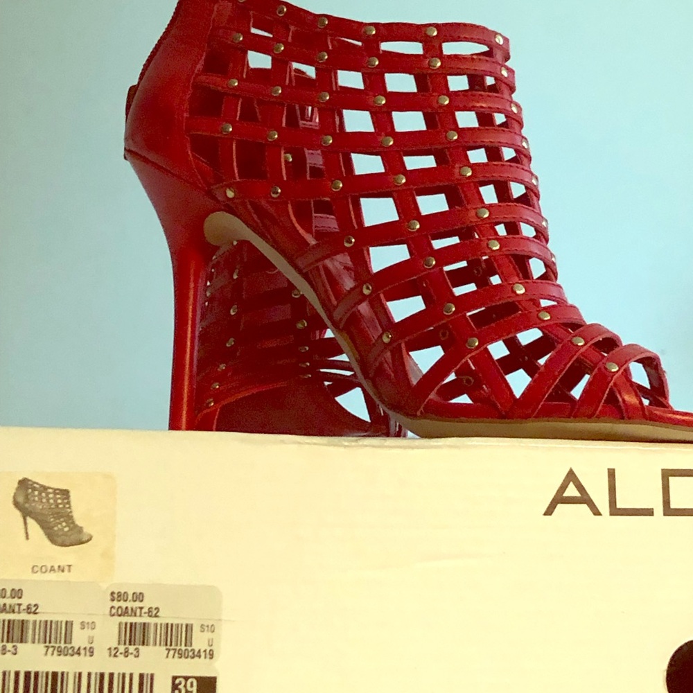 Aldo- red caged pump booties